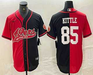 Mens San Francisco 49ers #85 George Kittle Red Black Two Tone Cool Base Stitched Baseball Jersey